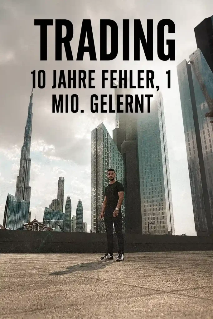 Trading Erfolgsgeschichte, Trader vor Skyline mit Schriftzug